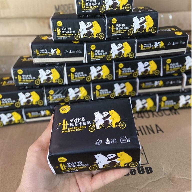 Giấy ăn gấu trúc 4 lớp Manhua thùng 30 gói khăn giấy siêu dai thấm hút tốt hàng loại 1 - T2K Shop