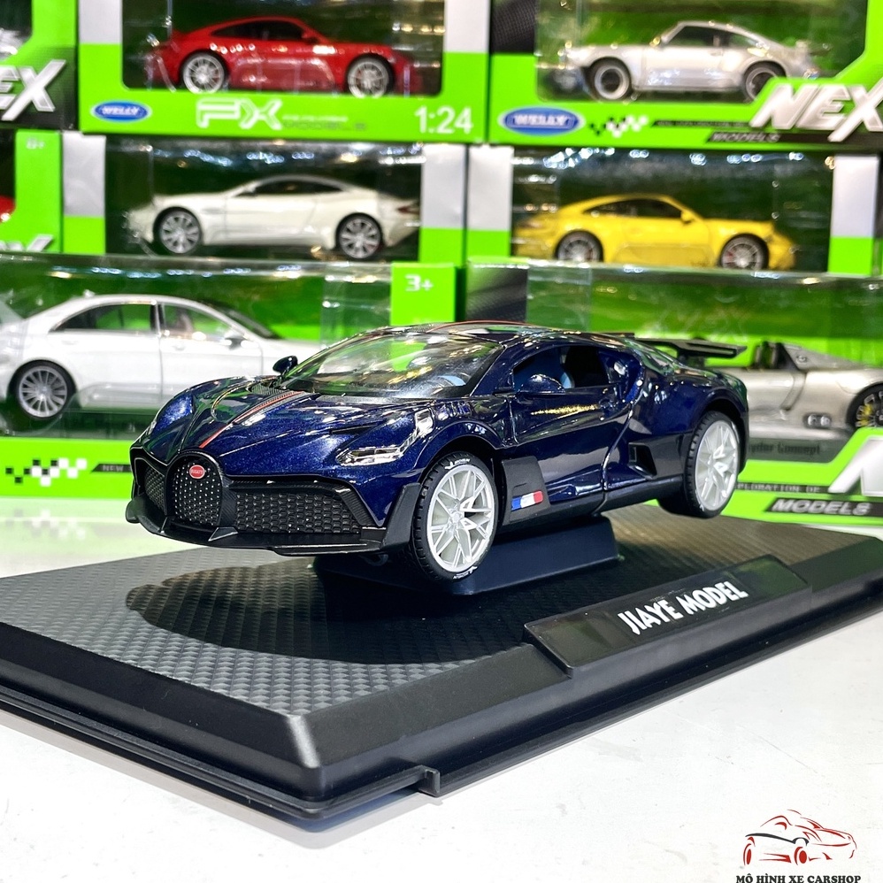 Xe mô hình sắt siêu xe Bugatti Divo tỉ lệ 1:22 hãng Jiaye màu xanh