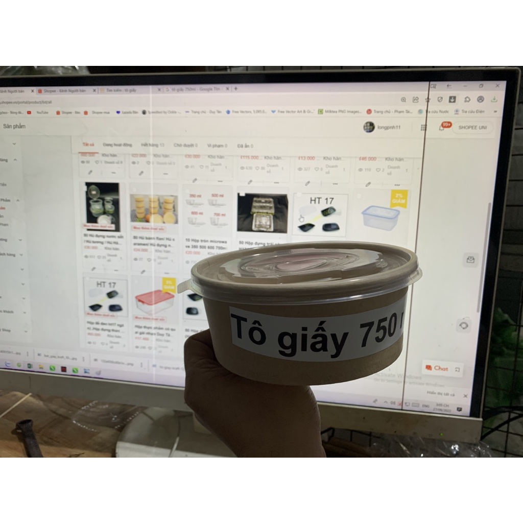 Set 50 Tô giấy Kraft gồm nắp 135k cao cấp an toàn vệ sinh thực phẩm.
