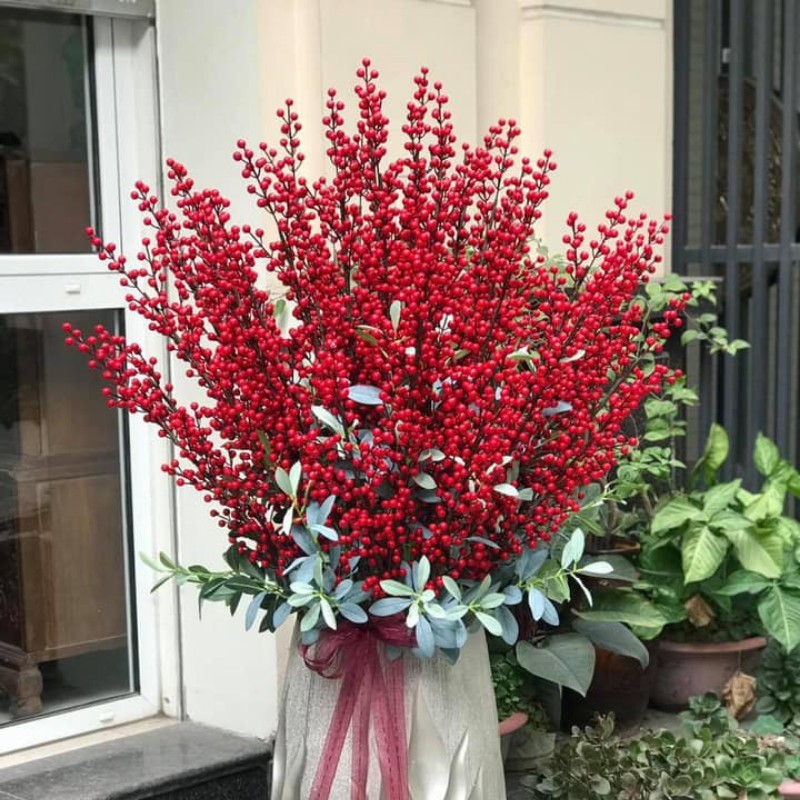 Đào đông đỏ cao cấp, một cành 12 nhánh hàng đẹp to tròn, hàng laoji 1 không dính quả