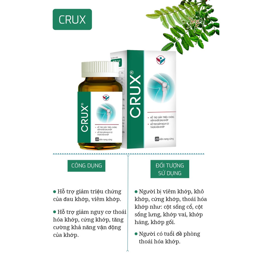 Crux – Viên uống hỗ trợ điều trị viêm khớp (Hộp 20 viên)