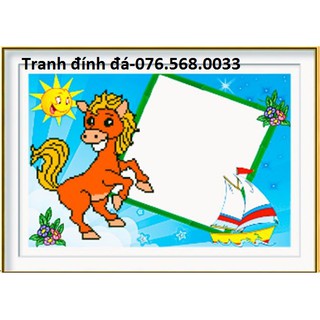Tranh đính đá con ngựa 56x40cm