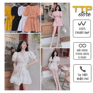 [HÌNH THẬT] ĐẦM ĐŨI QUẢNG CHÂU TAY PHỒNG NGẮN THIẾT KẾ - ĐẦM CỔ TIM TAY PHỒNG NGẮN XÒE CỘT NƠ EO - ĐẦM NỮ TTP STORE