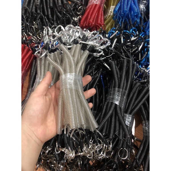 Móc khoá lò xo chống văng đa năng,lõi thép inox 304 kéo dãn 1.5m