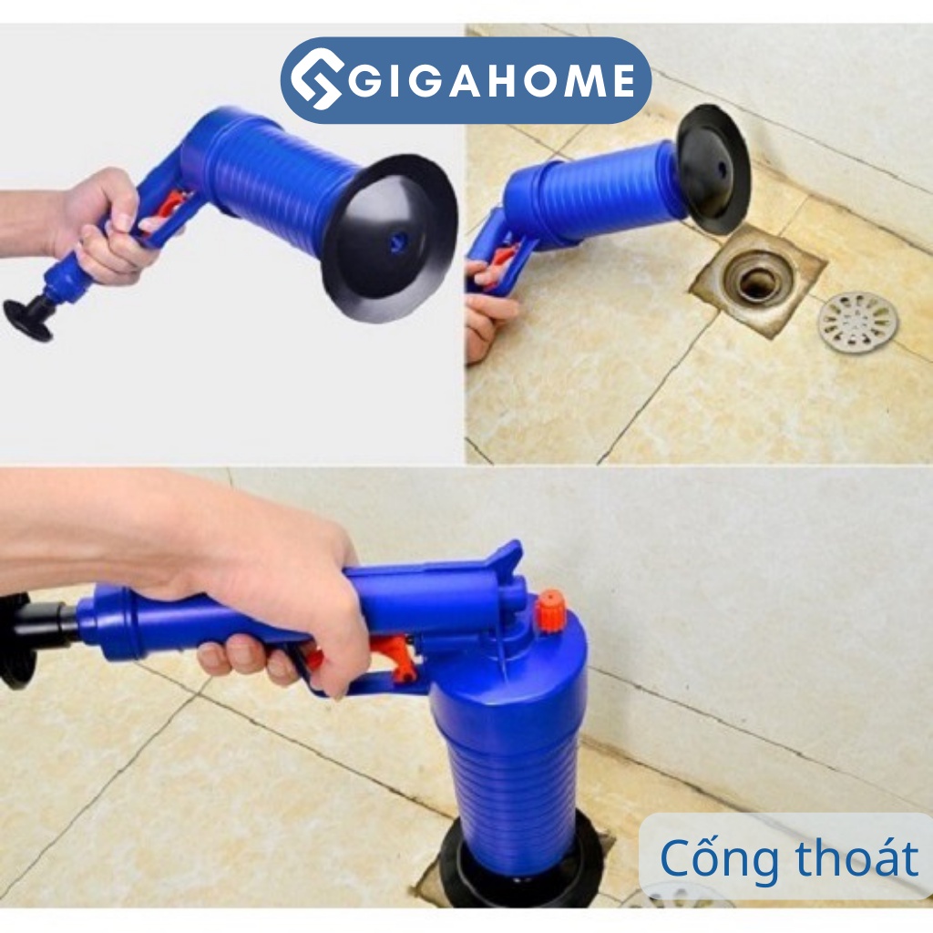 Dụng Cụ Thông Tắc Bồn Cầu, Cống Nước Bằng Khí nén GIGAHOME Kèm 4 Đầu Tiện Dụng 5650