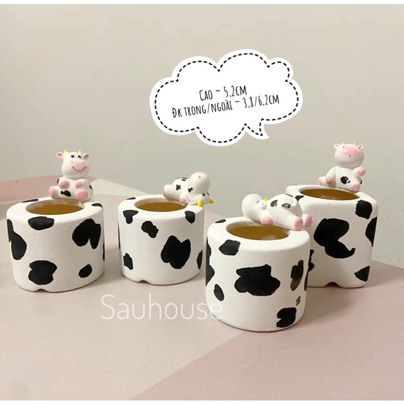 Chậu bò sữa vẽ tay siêu dễ thương