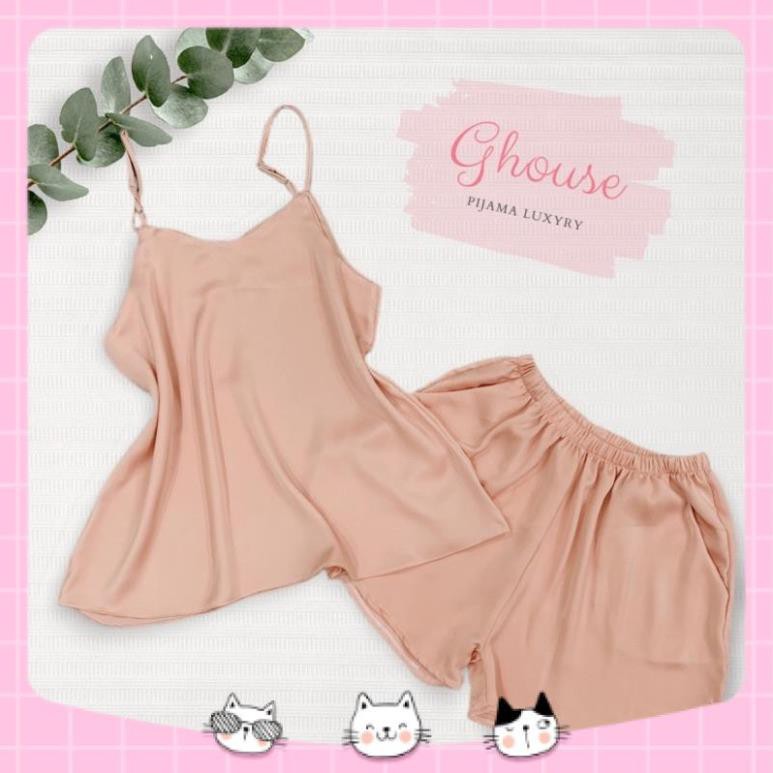 Đồ Ngủ Pijama Lụa Satin, Lụa Tằm Hai Dây Quần Ngắn Siêu Xinh, Tiểu Thư Mềm Mịn, Độc Lạ Khó Tìm, Sang Chảnh Hàn Quốc Đẹp