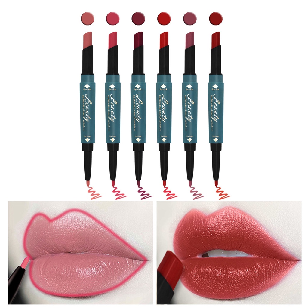 Son Môi Kiêm Bút Kẻ Viền Môi Hai Đầu 1.9g Siêu Nhẹ Màu Sắc Tươi Tắn Thích Hợp Cho Các Bữa Tiệc