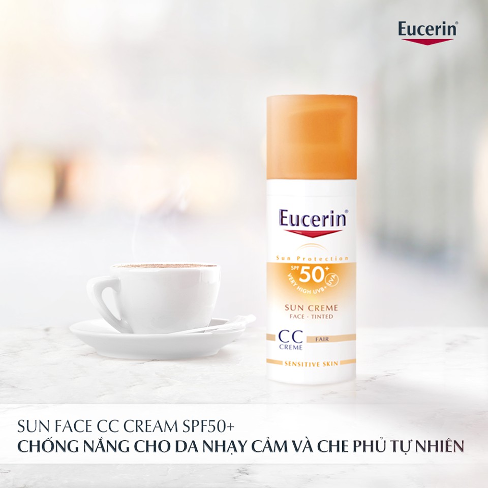 Kem chống nắng đều màu da Eucerin photoaging control cc sun cream spf50+ TẶNG mặt nạ Sexylook (Nhập khẩu)