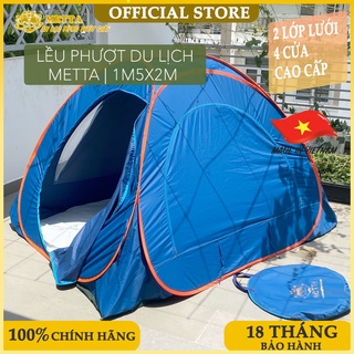 Lều cắm trại ngoài trời, lều phượt du lịch 4 cửa, 2 Lớp Lưới, Dù Cao Cấp Metta -  Dành cho 2 đến 3 Người 1m5x2m
