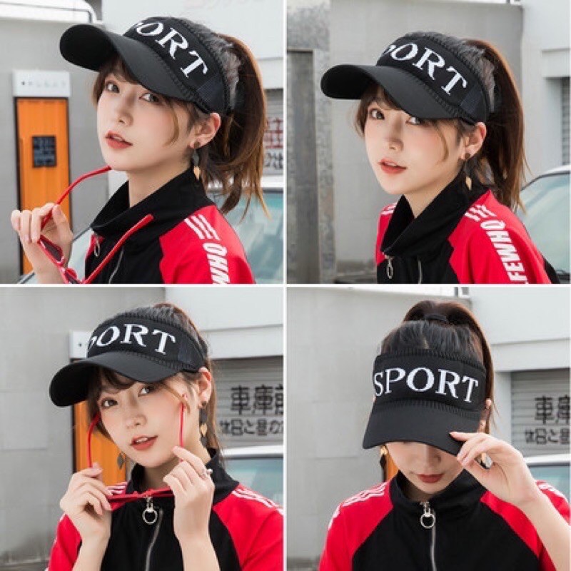 Mũ lưỡi trai hở đầu ,nón kết hở nóc dệt chữ Sport phong cách Hàn Quốc nổi bật đủ màu chuyên buôn