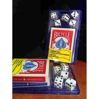  Combo Bài ảo thuật bicycle USA cao cấp : 2 bộ bài Standard + 5 viên xí ngầu Bicycle  Lbig size