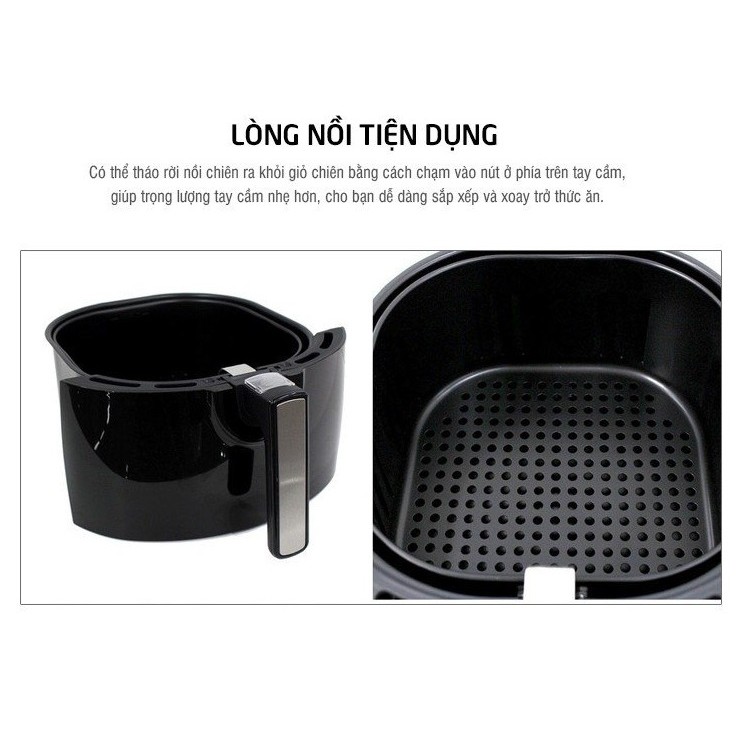 NỒI CHIÊN KHÔNG DẦU ĐIỆN TỬ LOCK&LOCK EJF351BLK (5.2L) (Màu đen)- Hàng chính hãng