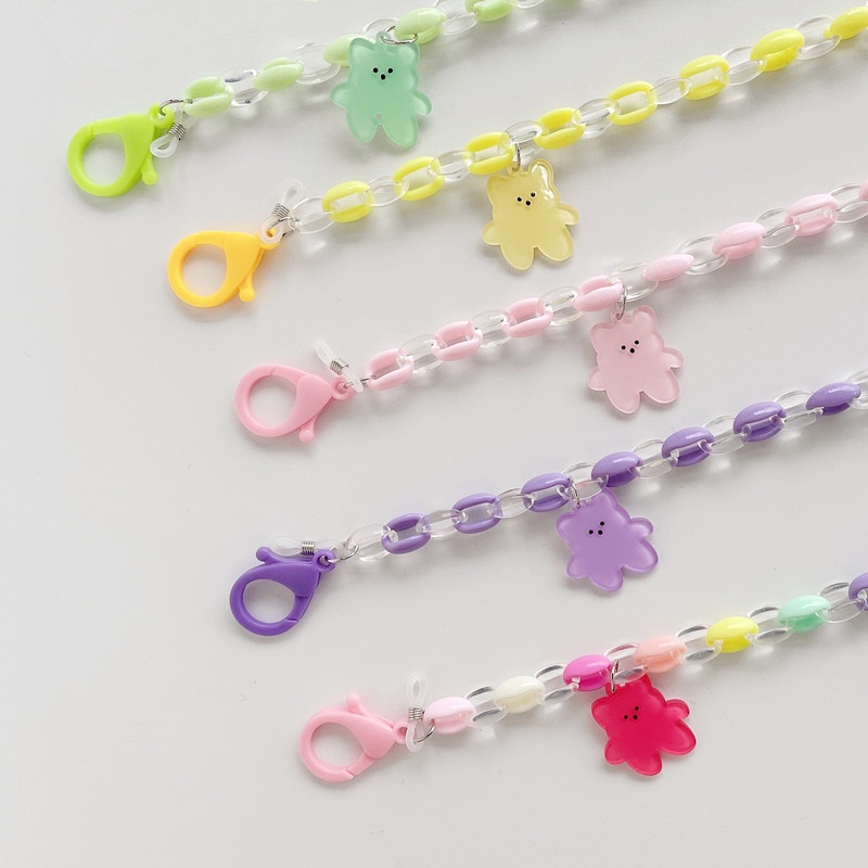 Dây Đeo Mắt Kính Màu Kẹo Hình Gấu Hoạt Hình Phong Cách Hàn Quốc Mới Cho Bé