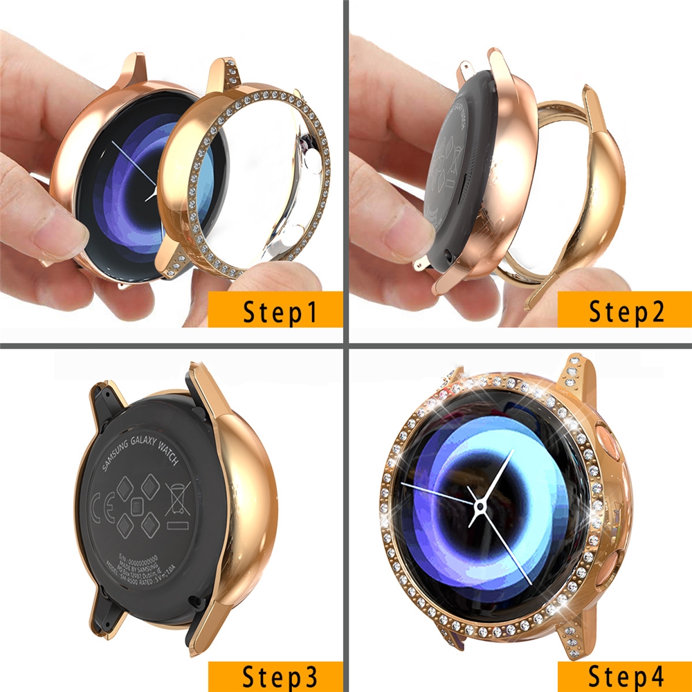 WATTLE Luxury Shockproof Smart Protector Bling Watch Protective Case  For Samsung Galaxy Watch Active SM-R500