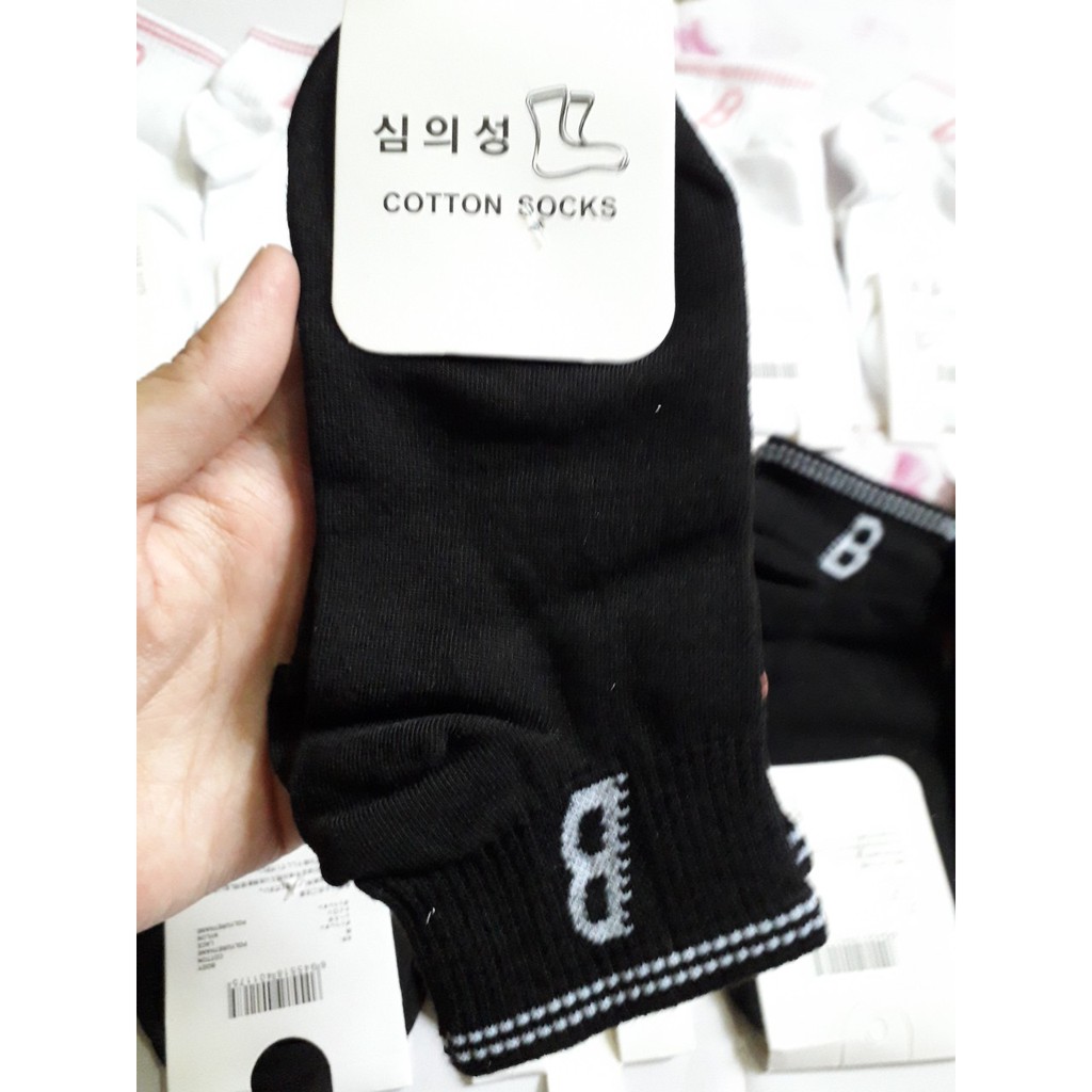 Tất nữ cổ ngắn chữ B Cotton Socks xuất Hàn, tất ngăn mùi mồ hôi chân hiệu quả