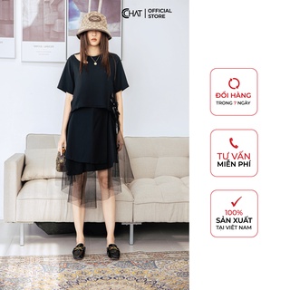 Set áo và chân váy phối lưới CCHAT