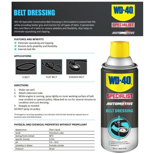 Chất Bảo dưỡng dây Cua-roa WD-40 Belt Dressing 360ml