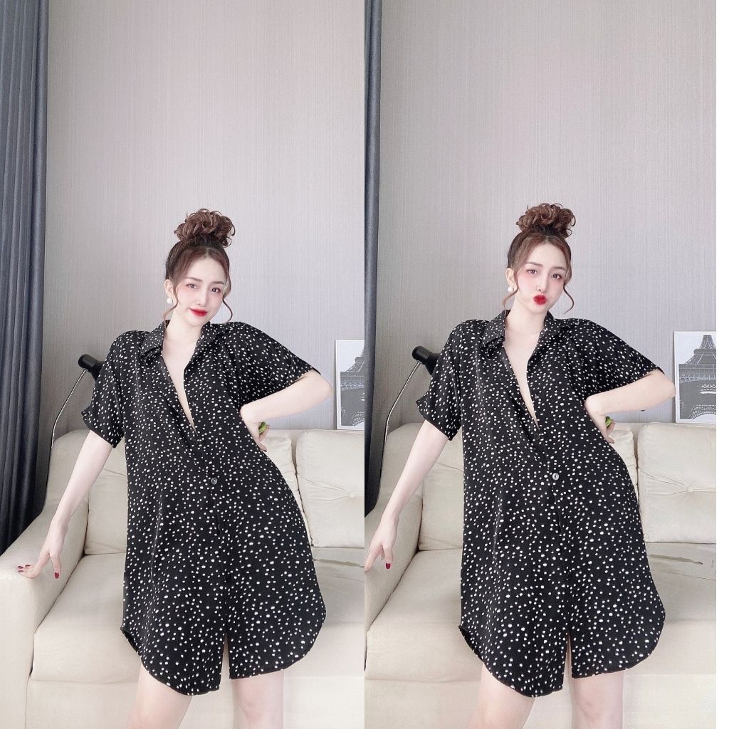 Đầm ngủ sơ mi bigsize chất lụa mango cao cấp