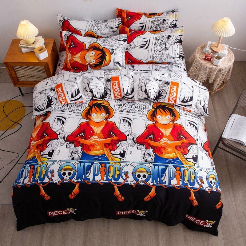 Bộ chăn ga gối Luffy Lớn M2T Bedding vỏ chăn mền không kèm ruột, vỏ gối, ga giường bọc đệm bo chun theo kích thước