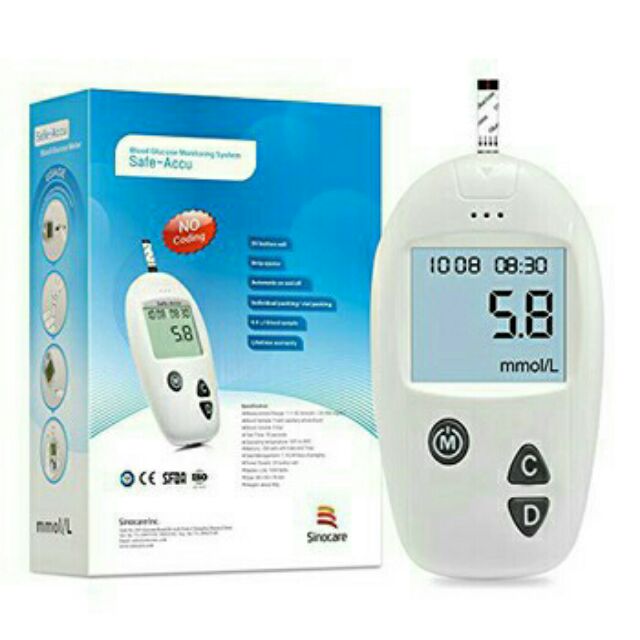 Máy đo đường huyết sinocare (tặng ngay 50 que thử và 50 kim)