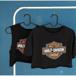 Áo croptop H.arley Da.vidson chất đẹp 🖤🧡 chữ in sắc nét, form suông rộng, crop đen nữ đẹp cá tính, năng động CRRN 10 -1C