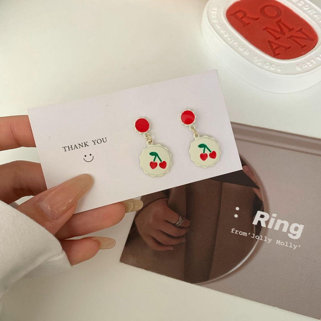 Bông tai hình trái tim hoạt hình đính nơ ngọc trai thời trang cho nữ