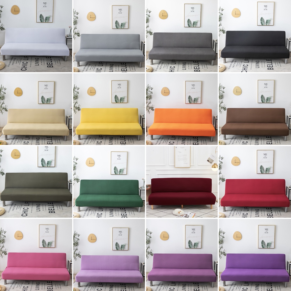 ✨24 Màu✨Vỏ Bọc Giường Sofa Không Cánh Tay Màu Trơn Co Giãn Linh Hoạt Giặt Được Có Thể Tháo Rời