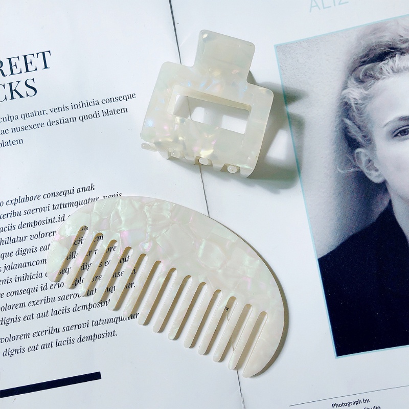 Set 2 Kẹp Tóc Càng Cua Đính Đá Hoa Cương Họa Tiết Hình Học Ngọt Ngào Cho Nữ