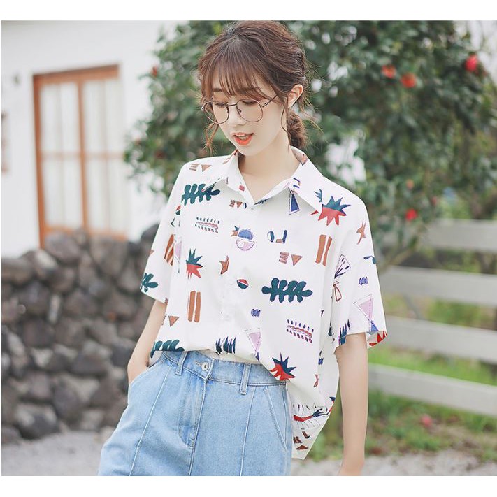 Áo Sơ Mi Nữ Form Rộng In Họa Tiết Dễ Thương 4YOUNG FASHION SMHT1