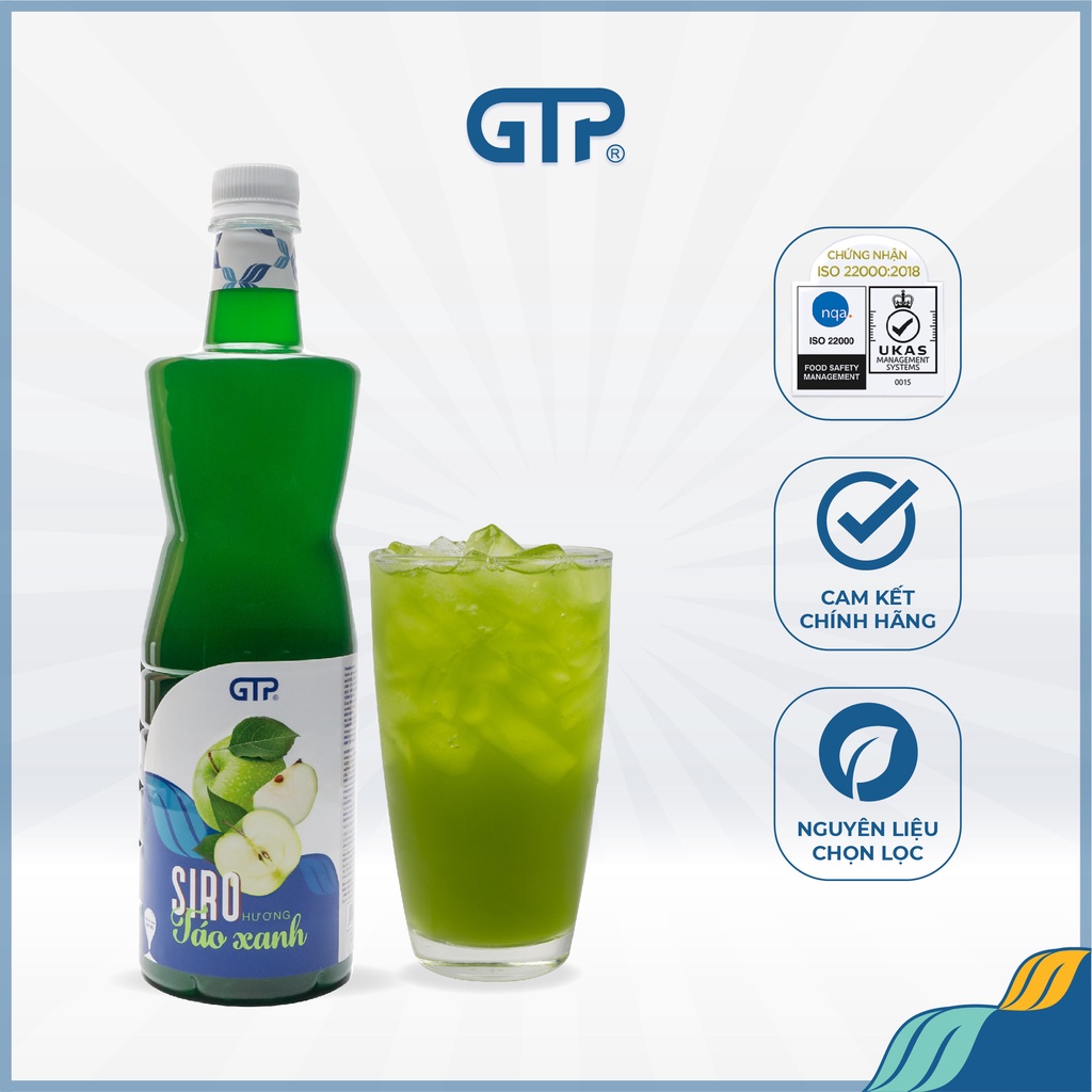Siro Táo xanh (930ml) GTP - nguyên liệu trà sữa pha chế trà trái cây, sô đa, cocktail