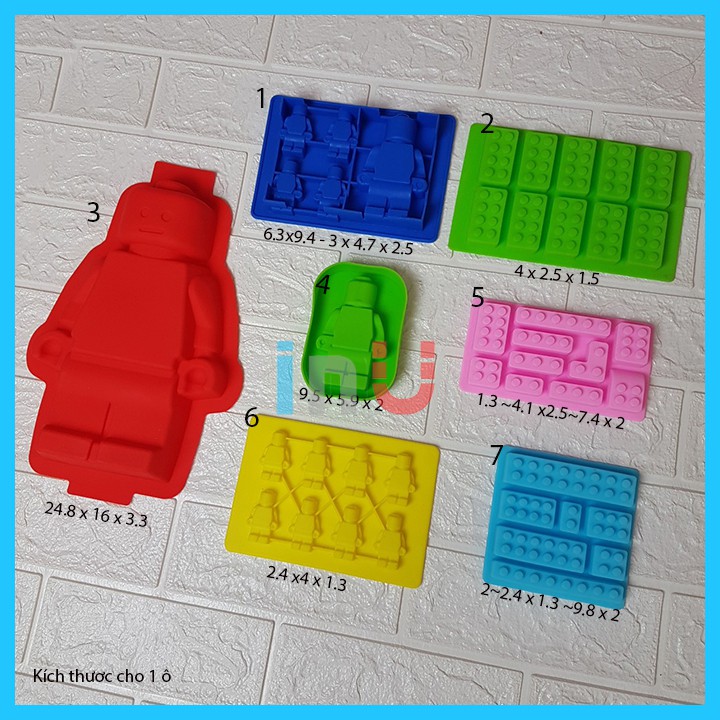 HCM - Khuôn silicon mẫu Lego xếp hình làm rau câu pudding, thạch chè lego, đổ socola, nướng bánh hình lego BSI