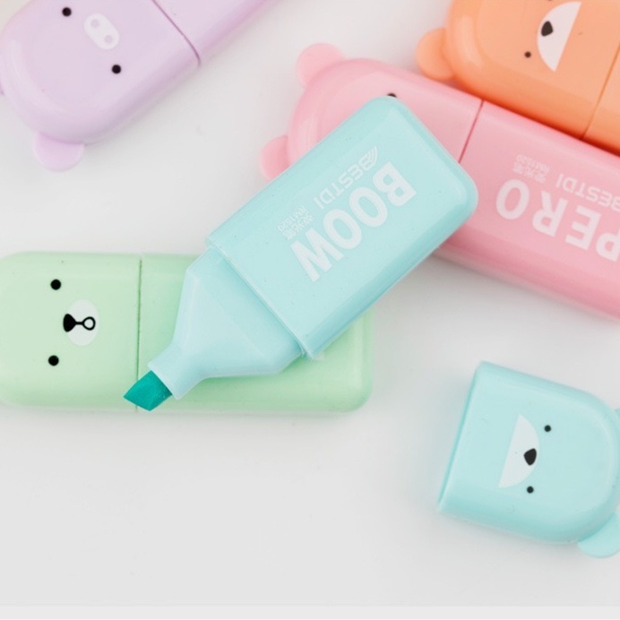 Bộ bút dạ quang mini màu macaron cổ điển cho học sinh