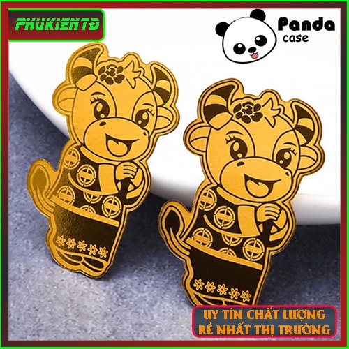Miếng dán Mèo thần tài - Chú Trâu vàng chiêu tài, hút lộc dán điện thoại hoặc đựng trong ví tiền