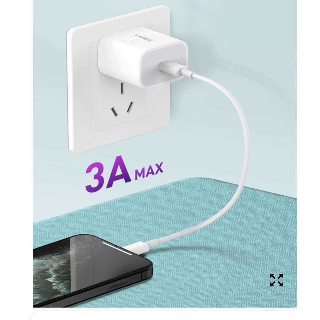 Cóc sạc nhanh cổng Type C LANEX LC08 (1 cổng USB, QC3.0, 20W)