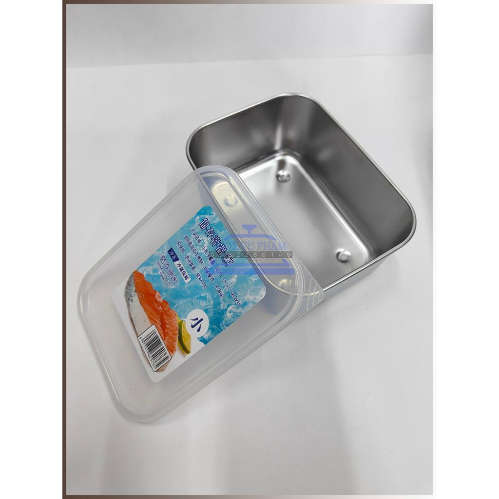 Hộp Inox Có Nắp Nhựa Dùng Trữ Thức Ăn
