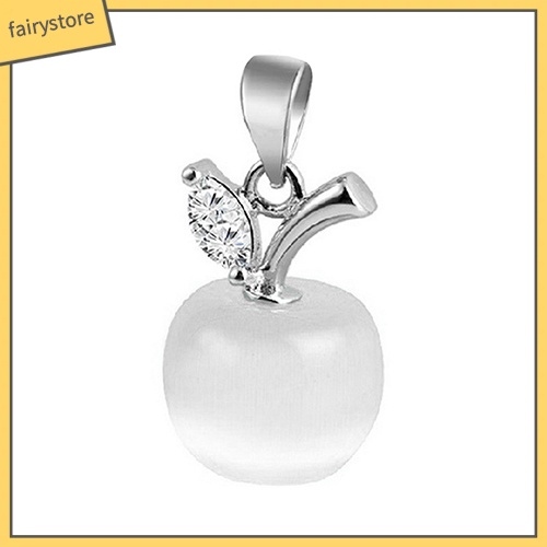 Mặt vòng cổ mạ bạc hình trái táo đính đá opal nhân tạo thời trang