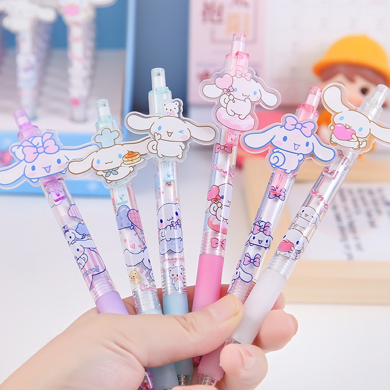 Set 6 Bút Mực Gel Dạng Nhấn Màu Đen Họa Tiết Động Vật Hoạt Hình Dễ Thương Nhanh Khô Dành Cho Trẻ Em