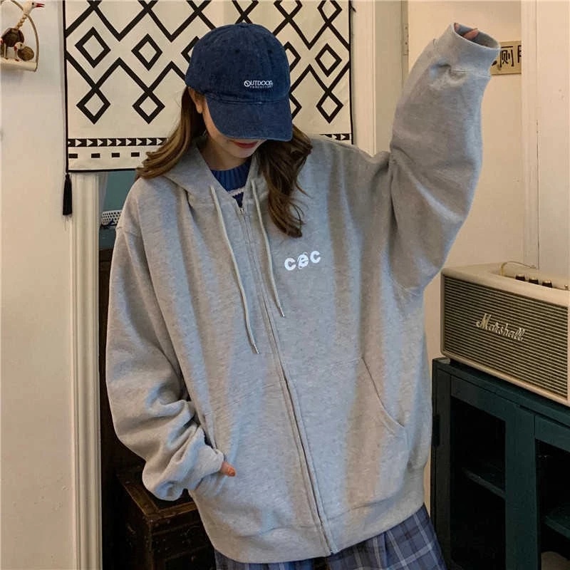 Áo khoác nữ tay dài có nón khóa kéo thời trang