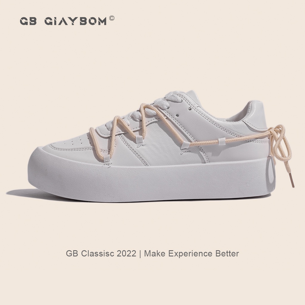 Giày Sneaker Nữ Đế Bằng Giày BOM Thể Thao Basic Màu Trắng Phù Hợp Cho Học Sinh giayBOM Classics B1638
