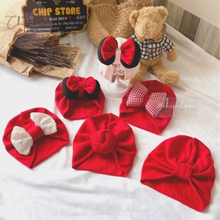 Mũ turban cho bé gái CHIP STORE thun cotton co giãn thoải mái có size 3 tháng - 1 tuổi