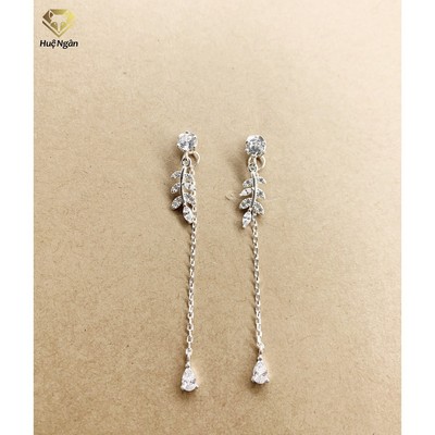 Bông tai bạc Ý 925 Huệ Ngân - Lá ô liu dáng dài RYE141086