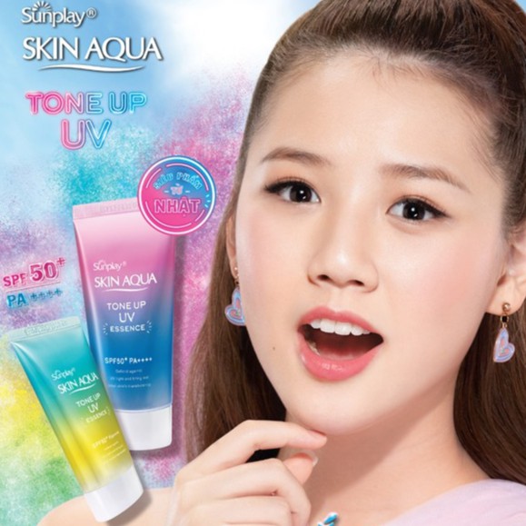 Kem Chống Nắng Sunplay Skin Aqua Tone Up UV Essence/ Milk SPF50+ PA++++ Dưỡng Ẩm Nâng Tông Che Khuyết Điểm