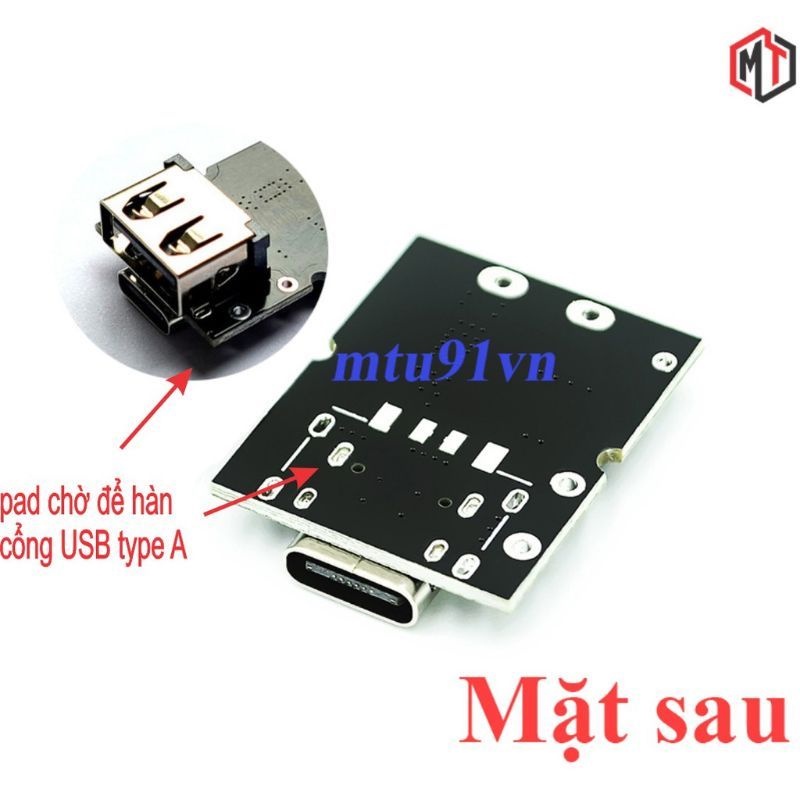 Mạch tăng áp tích hợp sạc xả cổng Type-C 5v 2A - dùng cho pin 18650 - lion - lithium 3.7v