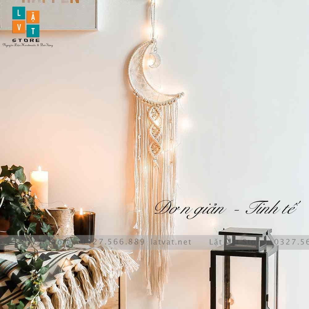 Macrame dệt tay Monternet handmade kiểu Dream Catcher Mặt Trăng Khuyết - thảm dệt tay quà tặng, trang trí, decor home