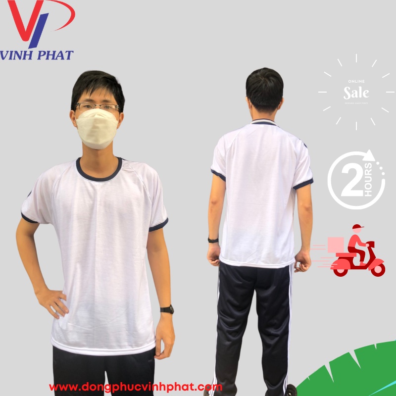 Bộ Quần Áo Thun Thể Dục 3 Sọc Vai Cổ Tròn, Học Sinh Bé Trai Bé Gái - VĨNH PHÁT