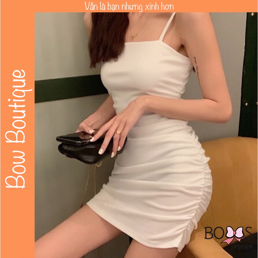 Váy Đầm Body 2 Dây Dúm Eo