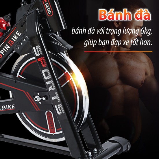 BG Xe đạp tập thể dục cao cấp SPINNING BIKE Model mới S500 BLACK