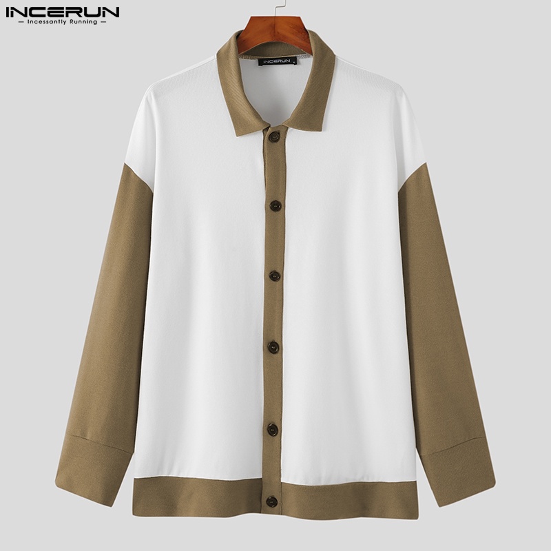Áo khoác kimono INCERUN dệt kim tay dài dáng rộng cài nút thời trang cho nam giới tùy chọn màu sắc