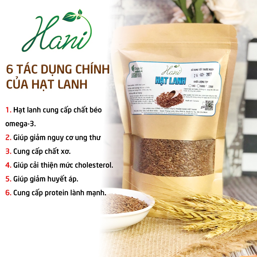 1Kg Hạt Lanh Nâu Canada/Argentina Không Biến Đổi Gen Giàu Vitamin Chất Xơ Dinh Dưỡng TỐT Cho Bé và Mẹ Bầu 🍁 Hani Food
